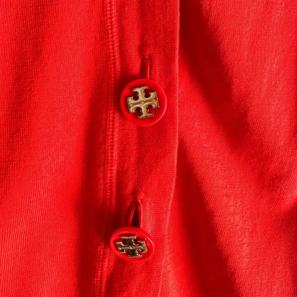 Tory Burch Red Button Front V Neck Cardigan Sweater - Small